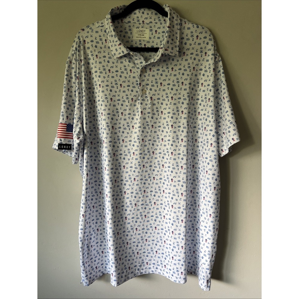 LGNDY Polo Shirt Mens 3XL Tee It Up For The Troops Golf Patriotic USA Veteran